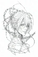 Barbed wire and Tokyo Ghoul anime style tattoo tattoo design idea