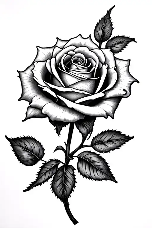 Rose with a saying for the spine Mandala Line tattoo design idea