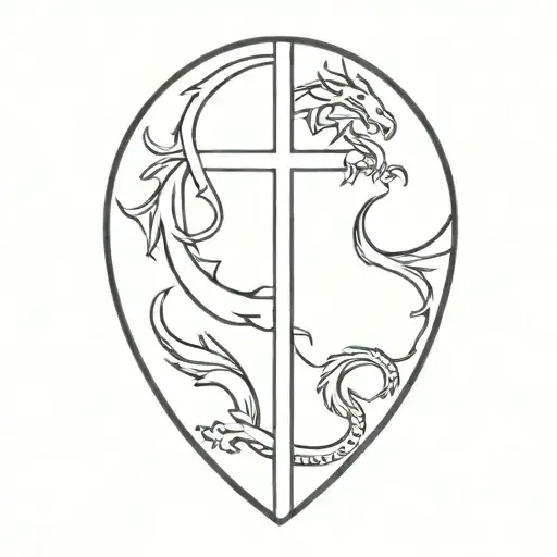 cross with dragon  tattoo design idea