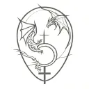 cross with dragon  tattoo design idea