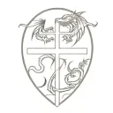 cross with dragon  tattoo design idea