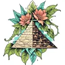 ayahuasca flower and vines with pyramid emerging tattoo design idea