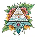 ayahuasca flower and vines with pyramid emerging tattoo design idea