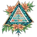 ayahuasca flower and vines with pyramid emerging tattoo design idea