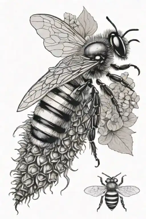 Honey Bee with honey comb tattoo design idea