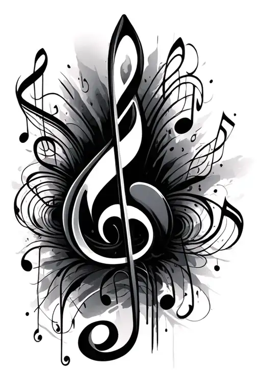 music notes stiletto  tattoo design idea