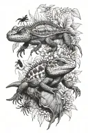 different reptiles and insects tattoo design idea