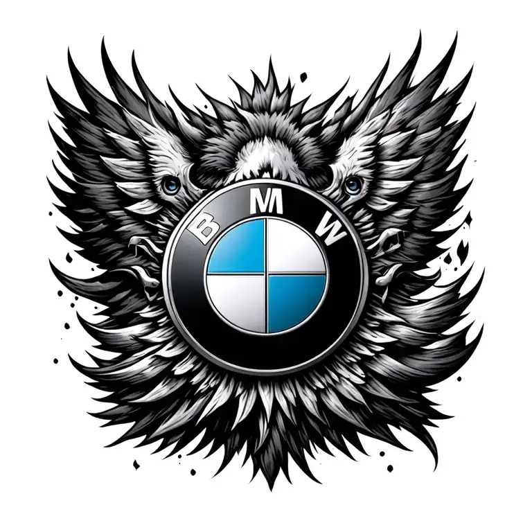 bmw logo combined tattoo design idea