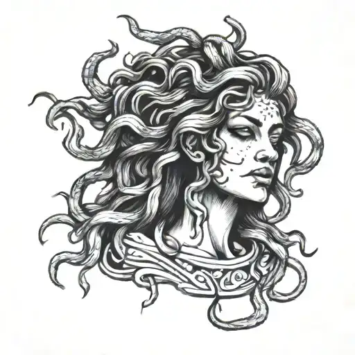 Medusa crying tattoo design idea