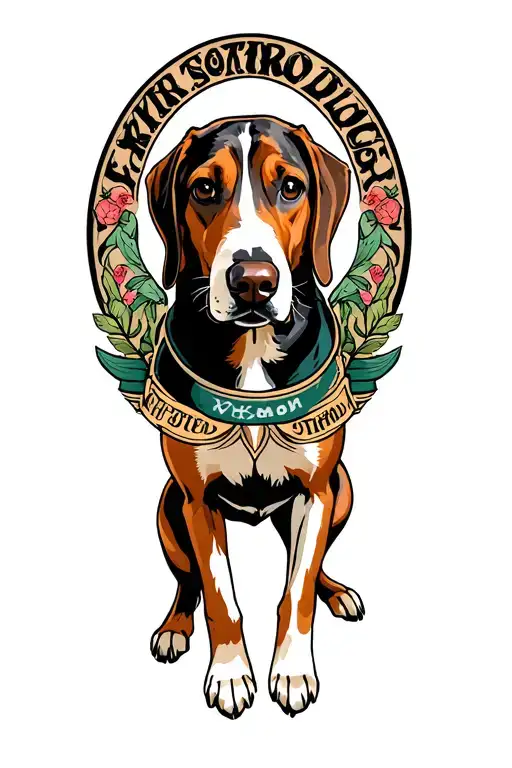 coon dogs treeing walker coonhound tattoo design idea