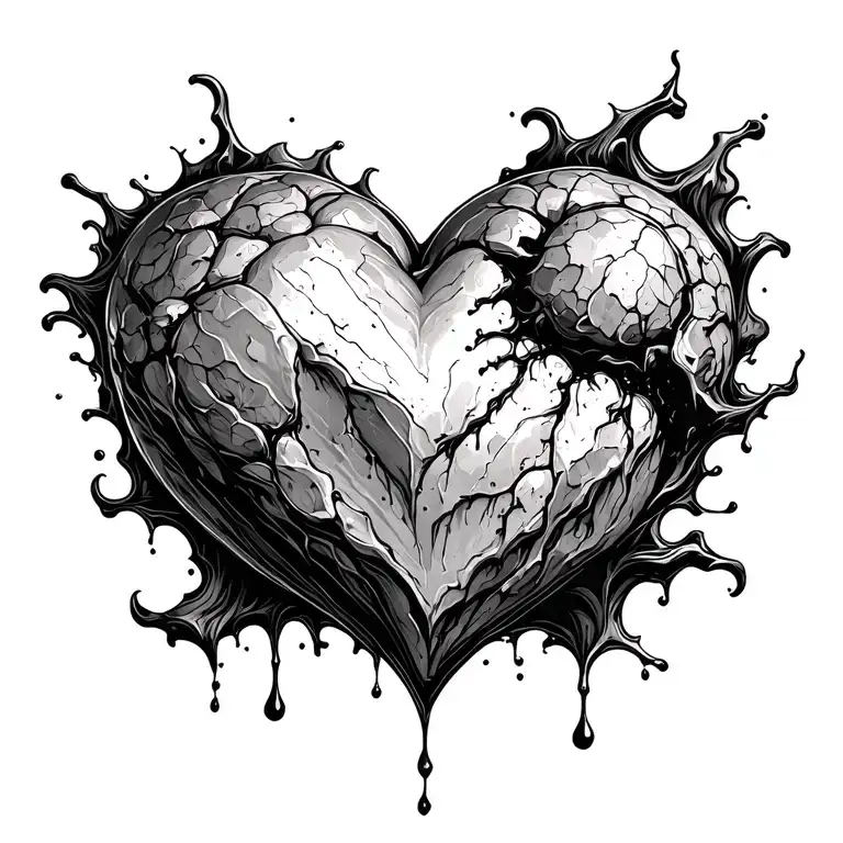 heart of stone melting away tattoo design idea
