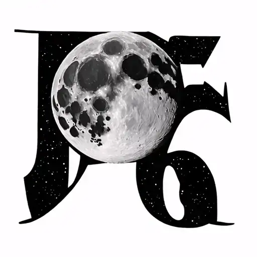 moon with number  6 modern nasa spacex style of tattoo  tattoo design idea