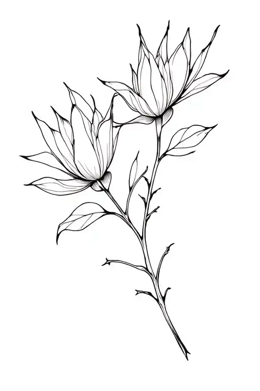 Victoria amazonica with stem and thorn tattoo design idea