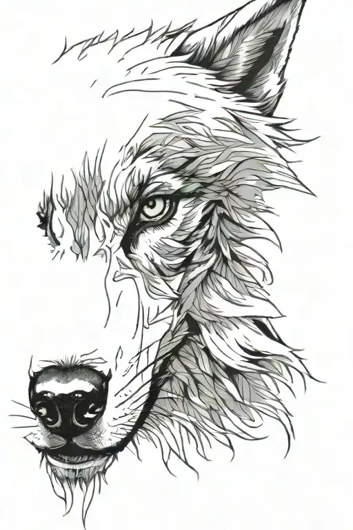 wild green eyes wolf head tattoo design idea