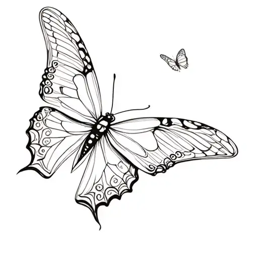 butterly celestial with smaller butterfly flying tattoo design idea
