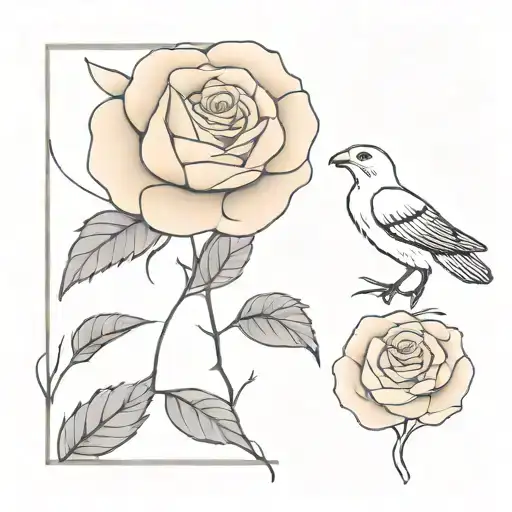 buzzard and peach rose tattoo design idea