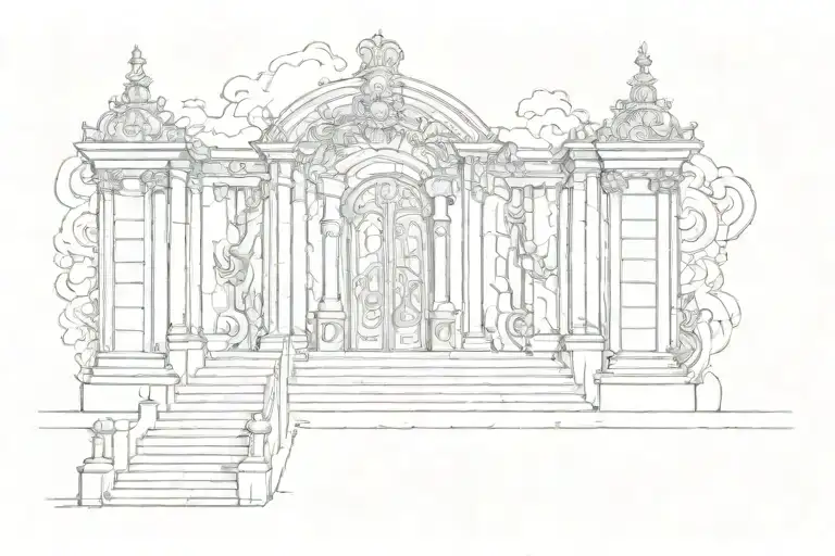 Heaven gates with stairs tattoo design idea