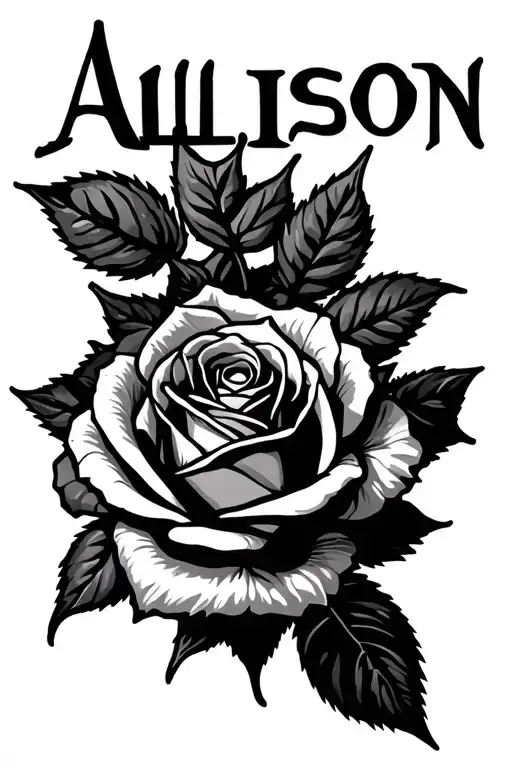 "Allison" rose surrounded tattoo design idea