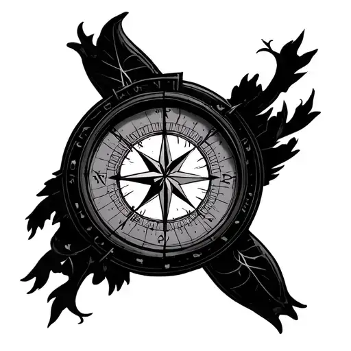 circle of fifths in a compass tattoo design idea