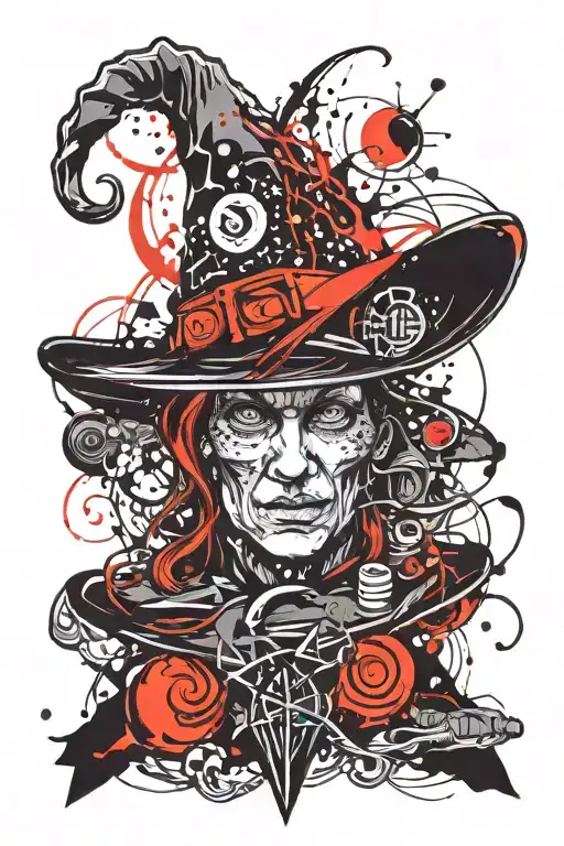 witch hat tattoo design idea