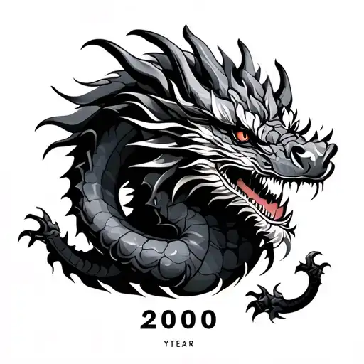 dragon with the year 2000 tattoo design idea