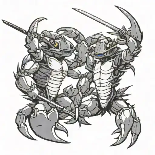 two crabs swordfighting like art from afro samurai tattoo design idea
