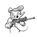 very angry old donald duck Counter-Strike AK47 tattoo sketch tattoo design idea