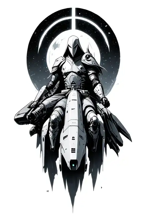 destiny 2 warlock riding spaceship tattoo design idea