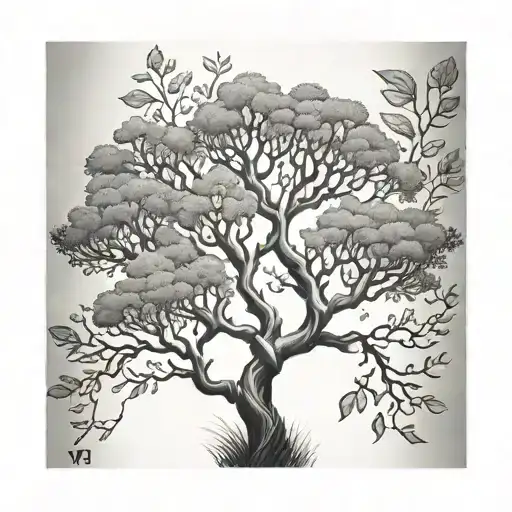 DNA strand tree growth tattoo design idea