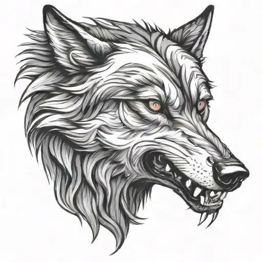 snarling wolf tattoo design idea