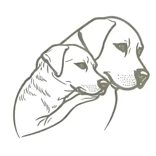 labrador dog is hugged by his owner from behind tattoo design idea