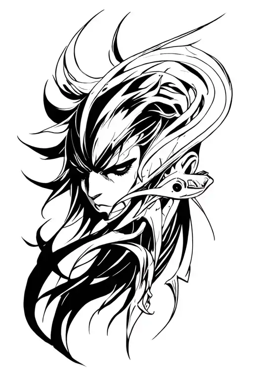 Abstract blackwork tattoo design inspired by the shadowy Homunculus character Pride from Fullmetal Alchemist Brotherhood tattoo design idea