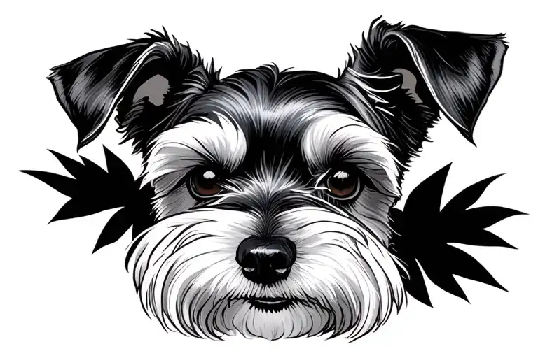 mini schnauzer white pointy dog ears tattoo design idea