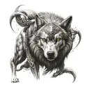 warrior wolf aries tattoo design idea