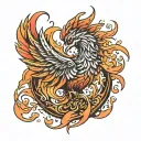 Phoenix rising from flames tattoo design idea