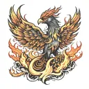 Phoenix rising from flames tattoo design idea