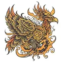 Phoenix rising from flames tattoo design idea
