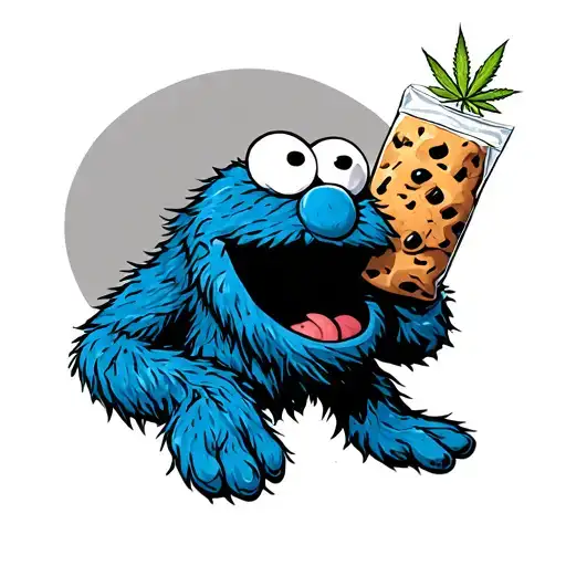Cookie monster with a bag of weed  tattoo design idea