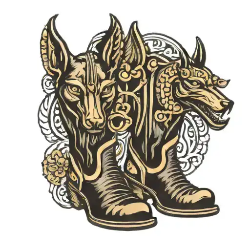 anubis cowboy boots  tattoo design idea