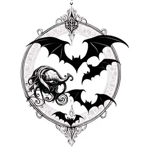 Gothic bats tattoo for belly sleeps tattoo design idea
