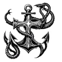leviathan cross with anchor tattoo design idea