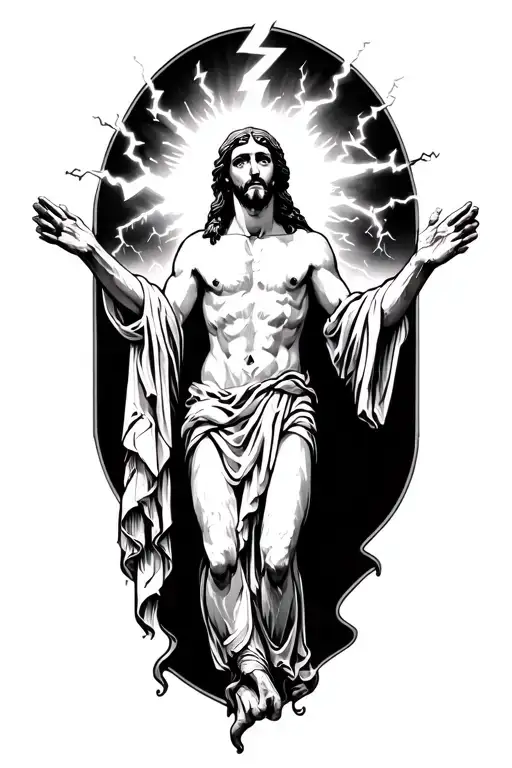 jesus and lightning bolt tattoo design idea