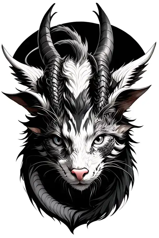 Mix of Dragon, Rat, Pig, Ox, Goat and Cat tattoo design idea