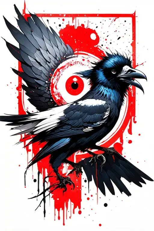 trash polka itachi sharingan raven tattoo design idea