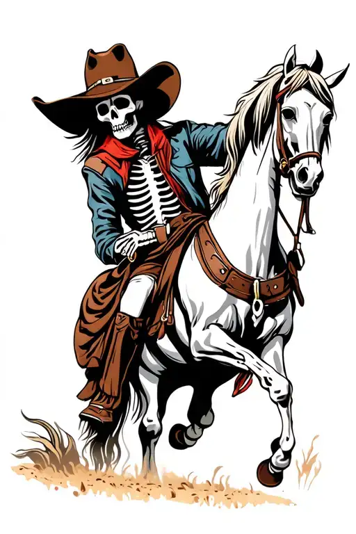 cowboy skeleton on a horse tattoo design idea