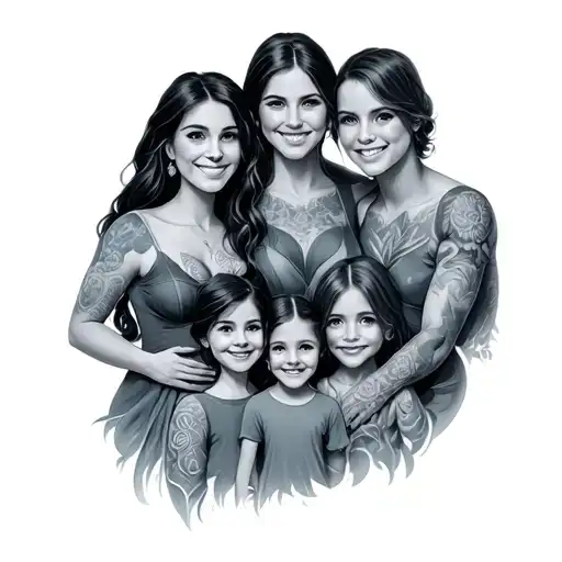 family of 5 tattoo design idea