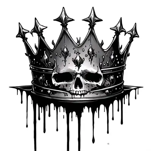 beautiful disaster sketched into a gothic crown drip tattoo design idea