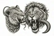 Lion fighting with snake tattoo design idea