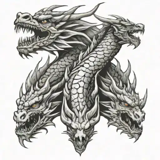 dragon 3 head tattoo holding tattoo design idea