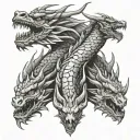 dragon 3 head tattoo holding tattoo design idea
